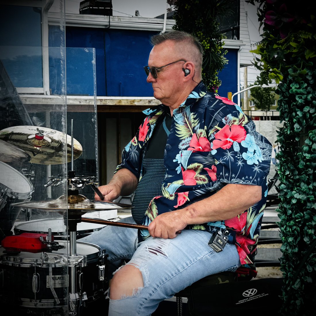 Bryon playing drums with Music Alley