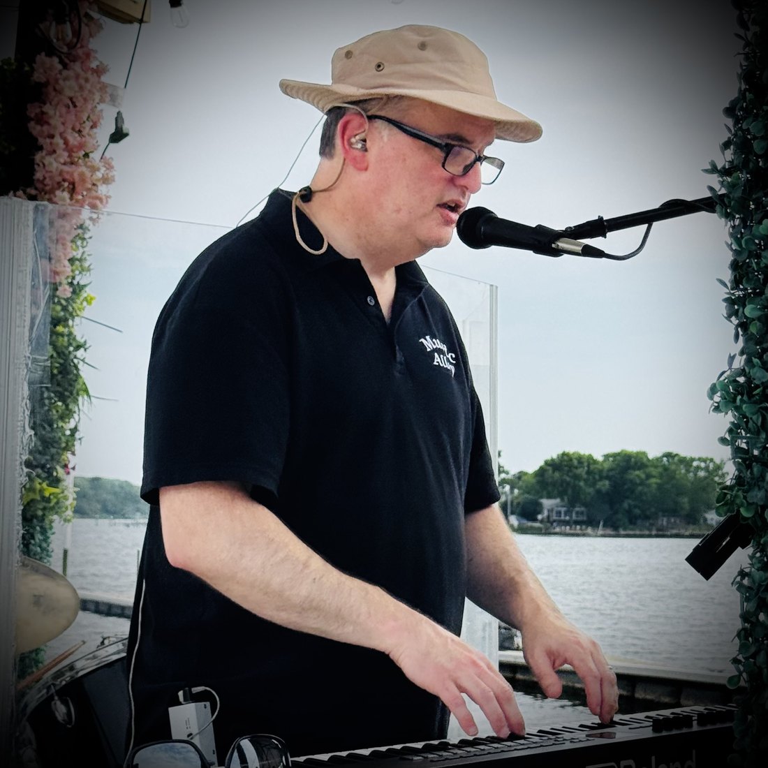 Michael playing keyboards with Music Alley